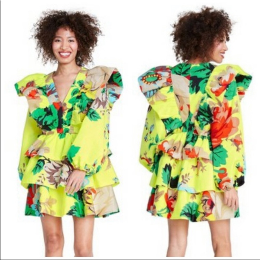 Christopher John Rogers Floral Ruffle Dress